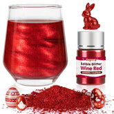 Sugarzy edible red glitter bottle pouring vibrant sparkles onto cakes and drinks