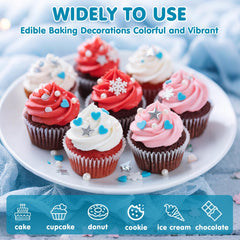 Sugarzy blue heart jimmies brighten cupcakes for celebrations.
