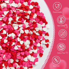 Sugarzy heart sprinkles perfect for decorating cakes and pastries at parties.