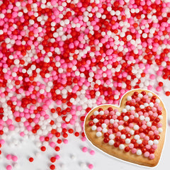 Sugarzy Nonpareils pink-white-red bottle sprinkles for cake decorating and party appeal