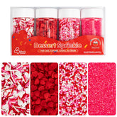 Sugarzy Valentine heart sprinkles four-pack for cake decoration.