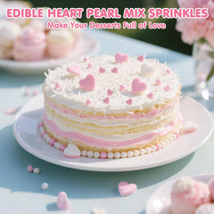 Sugarzy white pink pearl sprinkles closeup with glossy dessert accents