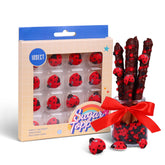 Sujoygar edible ladybug toppers on a cake for a festive look