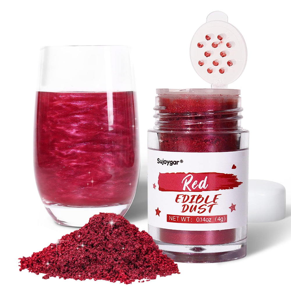 Sujoygar Ruby Red edible glitter for drinks adds shimmering color to cocktails