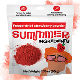 SUMMMER freeze-dried strawberry powder bottle adds vibrant color to baking and smoothies.