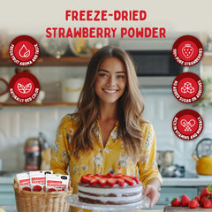 SUMMMER strawberry powder packaging highlights sustainability and quality.
