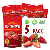 Summmmer freeze-dried strawberries slices 5-pack pack shot, convenient natural snack