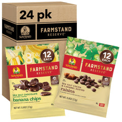 Sun-Maid Farmstand Reserve raisins with sea salt cocoa dust ready for on-the-go snacking.