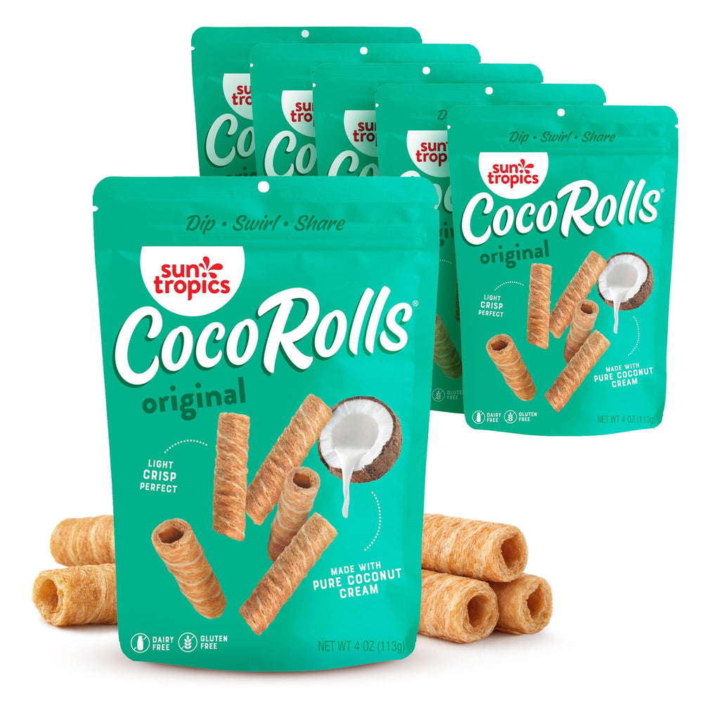 Sun Tropics CocoRolls Original pack features coconut cream, ideal for dipping.