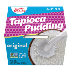Sun Tropics Tapioca Pudding Original pack of six cups, ready for quick snacking.
