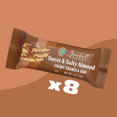 Box detail showing eight bars, whole grain content and no preservatives