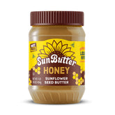 SunButter Honey jar close-up, creamy texture and natural honey sweetness.