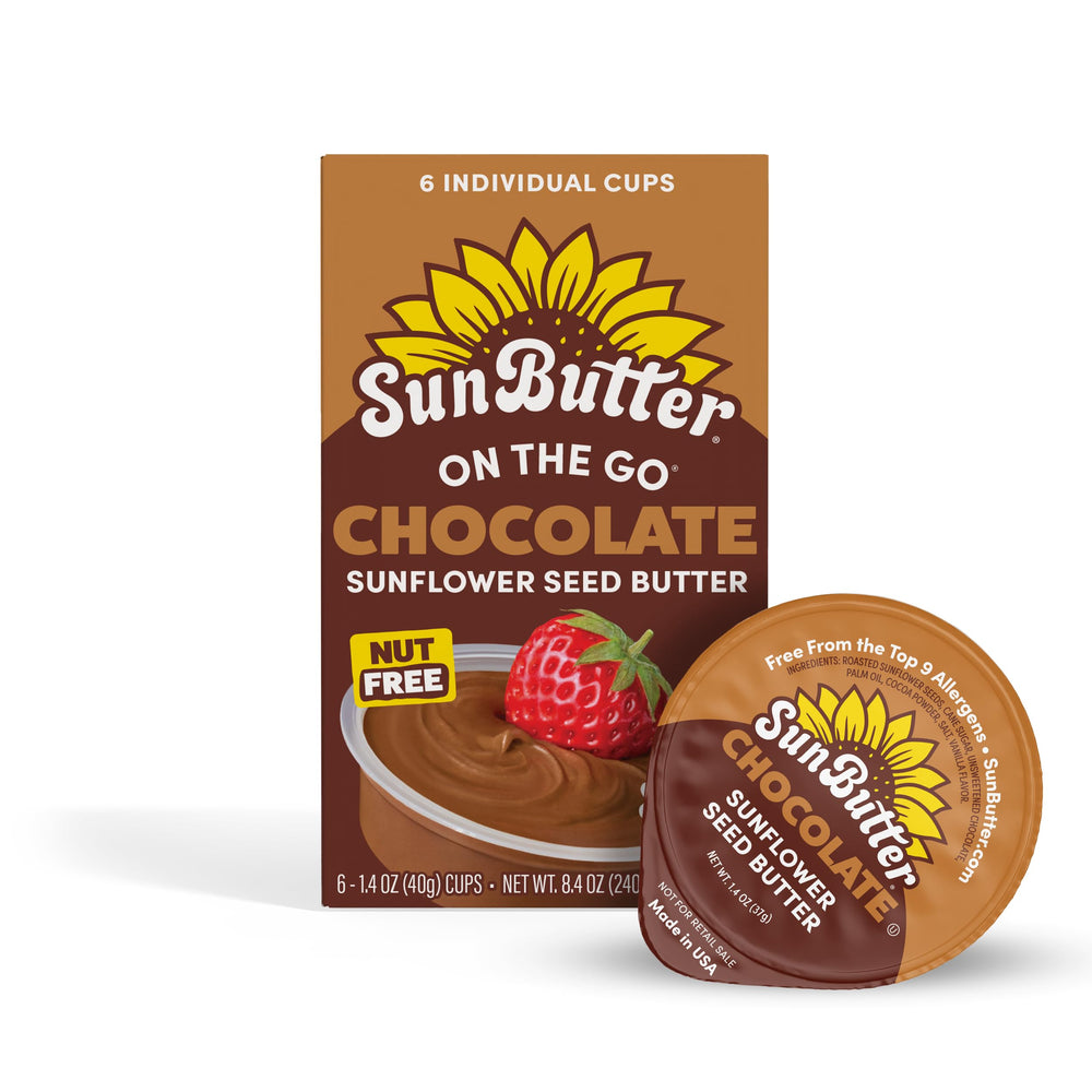 SunButter Natural Butter Chocolate Cups packaging highlights premium ingredients for versatile snacking.