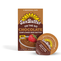 SunButter Natural Butter Chocolate Cups packaging highlights premium ingredients for versatile snacking.