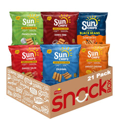 SunChips 21-pack variety with 1 oz bags, ideal for lunch boxes and on-the-go snacking