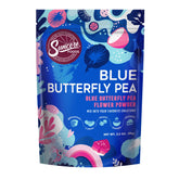 Suncore Foods Blue Butterfly Pea Powder packaging highlighting single-ingredient quality.