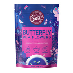 Suncore Foods butterfly pea flowers loose for vivid, caffeine-free infusions.