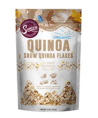 Suncore Foods Snow Quinoa Flakes packaging shown for pantry storage and quick meals