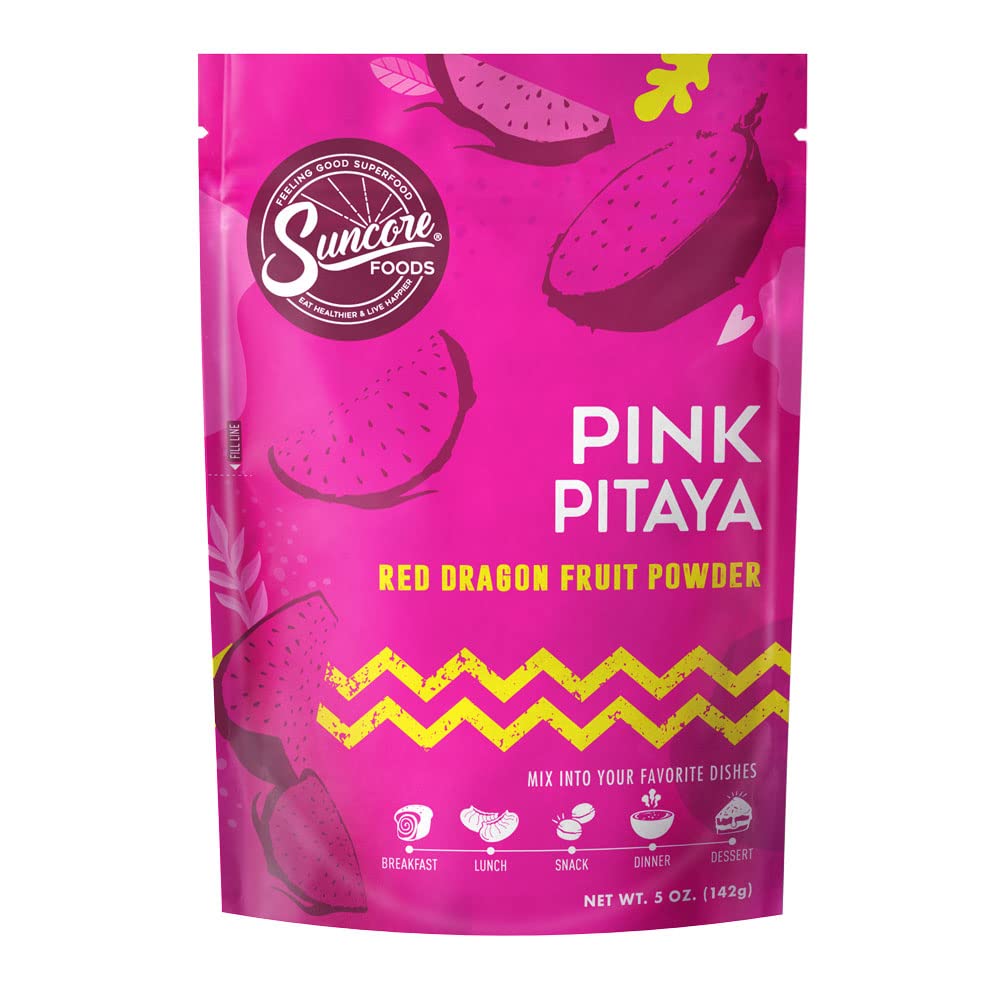 Suncore Foods Pink Pitaya Powder pack delivers vibrant color for desserts and drinks