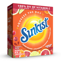 Sunkist Singles To Go box with 30 sticks for travel flavor.