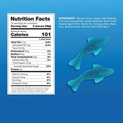 Sunny Island Blue Sharks candy closeup showing chewy texture and color