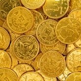Sunny Island Chocolate Coins in foil wrap for festive displays