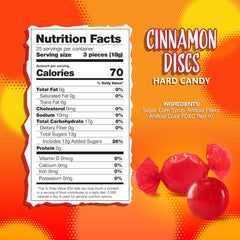 Sunny Island Cinnamon Discs wrap close-up shows individually wrapped candies for on-the-go snacking.