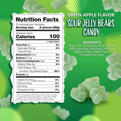 Sunny Island Green Apple Sour Bears close-up showing tart flavor and soft bite