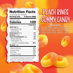 Sunny Island Peach Rings soft chewy texture - ideal for movie nights and dessert toppings.