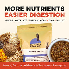 Sunrise Flour Mill Heritage multi-grain ingredients bowl for wholesome mornings.