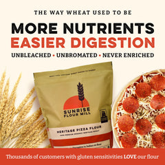 Sunrise Flour Mill flour texture close-up shows light, fluffy dough potential