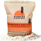 Sunrise Flour Mill heritage-wheat-flour-bag highlights smoother digestion and rich nutty aroma.