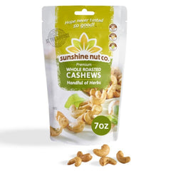 Sunshine Nut Company herb cashews in packaging, ready for on-the-go snacking.