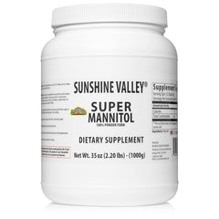 Sunshine Valley Mannitol Powder packaging highlights a sugar-free vegan sweetener.