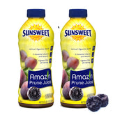 Sunsweet Amazin Prune Juice unsweetened 2-pack bottles highlighting natural fiber for daily digestive wellness