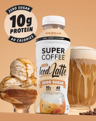 Ingredients panel on SUPER COFFEE Vanilla Latte label for keto-friendly choices