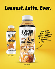 SUPER COFFEE zero-added-sugar bottle supports keto-friendly indulgence