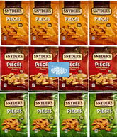 SUPERDEALS Snyder's of Hanover cheddar pretzel pieces bag highlights bold cheddar flavor for a satisfying crunch.