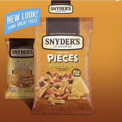 SUPERDEALS Snyder's honey mustard and onion pretzel pieces bag offers tangy sweetness and versatile snacking.