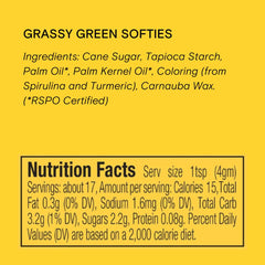 Close-up of Supernatural Grassy Green Softies showing plant-based color for vibrant, dye-free sprinkles.