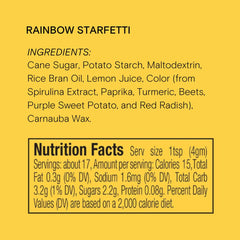 Closeup of Supernatural Rainbow Starfetti texture highlighting plant-based colors
