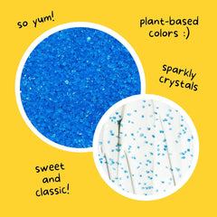 Supernatural Twinkles Sapphire Blue closeup reveals spirulina-based color for natural decoration.