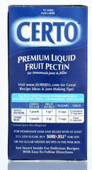 Two-pack display of Sure-Jell Certo pectin on shelf ready to gel preserves.