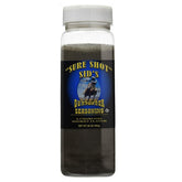 Sure Shot Sid’s Gunpowder Seasoning jar front boosts smoky flavor in meats.