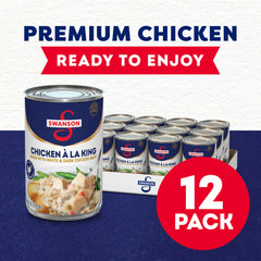 Swanson Canned Chicken a la King with vegetables and chicken chunks in the mix.