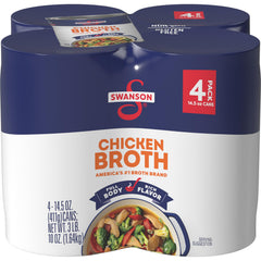 Swanson Chicken Broth can front view highlighting 100% natural ingredients