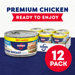 Swanson S chicken chunks with 3.5 servings per can for easy meal planning