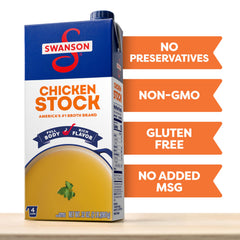 Swanson S stock back-label close-up, highlighting natural, non-GMO ingredients.