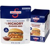 SWANSON S Hickory Smoked BBQ Chicken Chunks front view for ready to eat protein