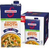 Swanson S Lower Sodium Chicken Broth six-pack cartons ideal for meal prep